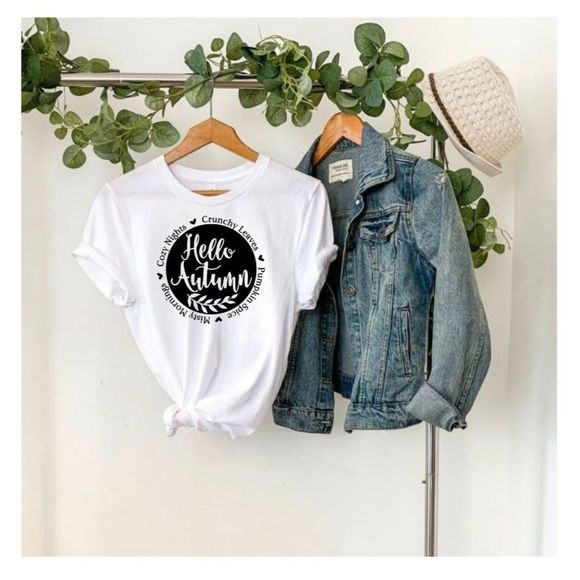 Cute Fall Short Sleeve T-Shirt | Autumn Crewneck Tee Tshirt - Picture 3 of 5